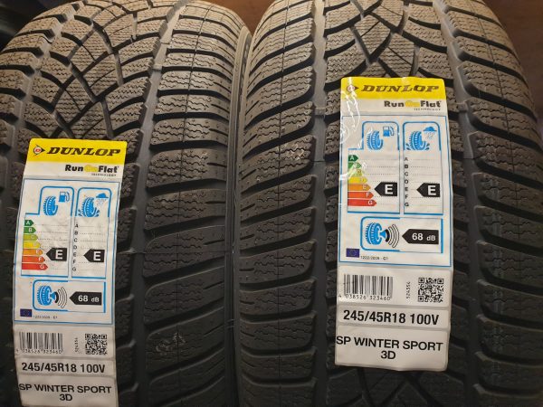 2x Dunlop 245/45R18 100V Sp Wintersport 3D * Runflat Winterbanden Dot 2016, marge factuur.