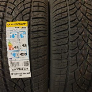 2x Dunlop 225/55R17 97H Sp Wintersport 3D * Runflat Winterbanden Dot 2015, marge factuur.