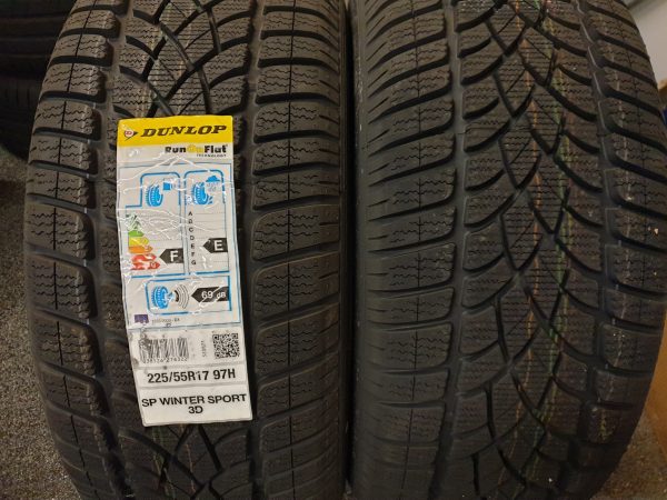 2x Dunlop 225/55R17 97H Sp Wintersport 3D * Runflat Winterbanden Dot 2015, marge factuur.